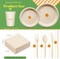 400pcs Compostable Paper Plates Set Eco-friendly Heavy-duty Disposable Paper Plates Cutlery Includes Biodegradable Plate, Forks, Knives, Spoons, Cups and Straws for Wedding Party